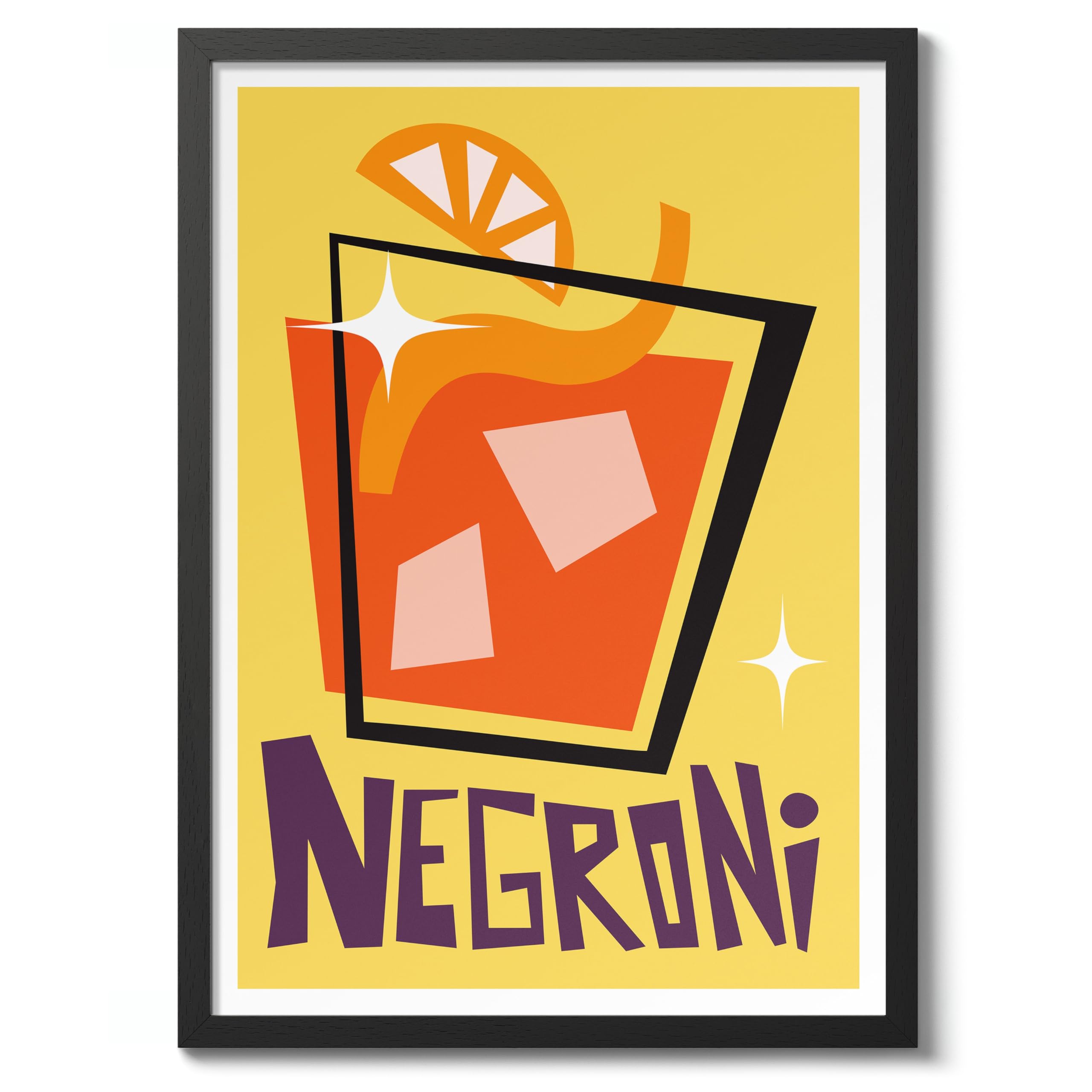 Negoroni Print, Cocktail Poster, Framed Wall Art, Modern Kitchen Decor, Drinks Poster, Gift Idea, Archival Matte, A5 (Framed) - 21x14.8cm — image 1
