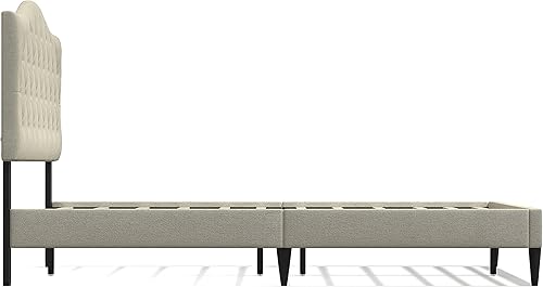 Miniatura 16 de Glenwillow Home OROS - Marco de cama tapizado con plataforma copetuda, respaldo copetudo, base de colchón, soporte de listones de madera, no