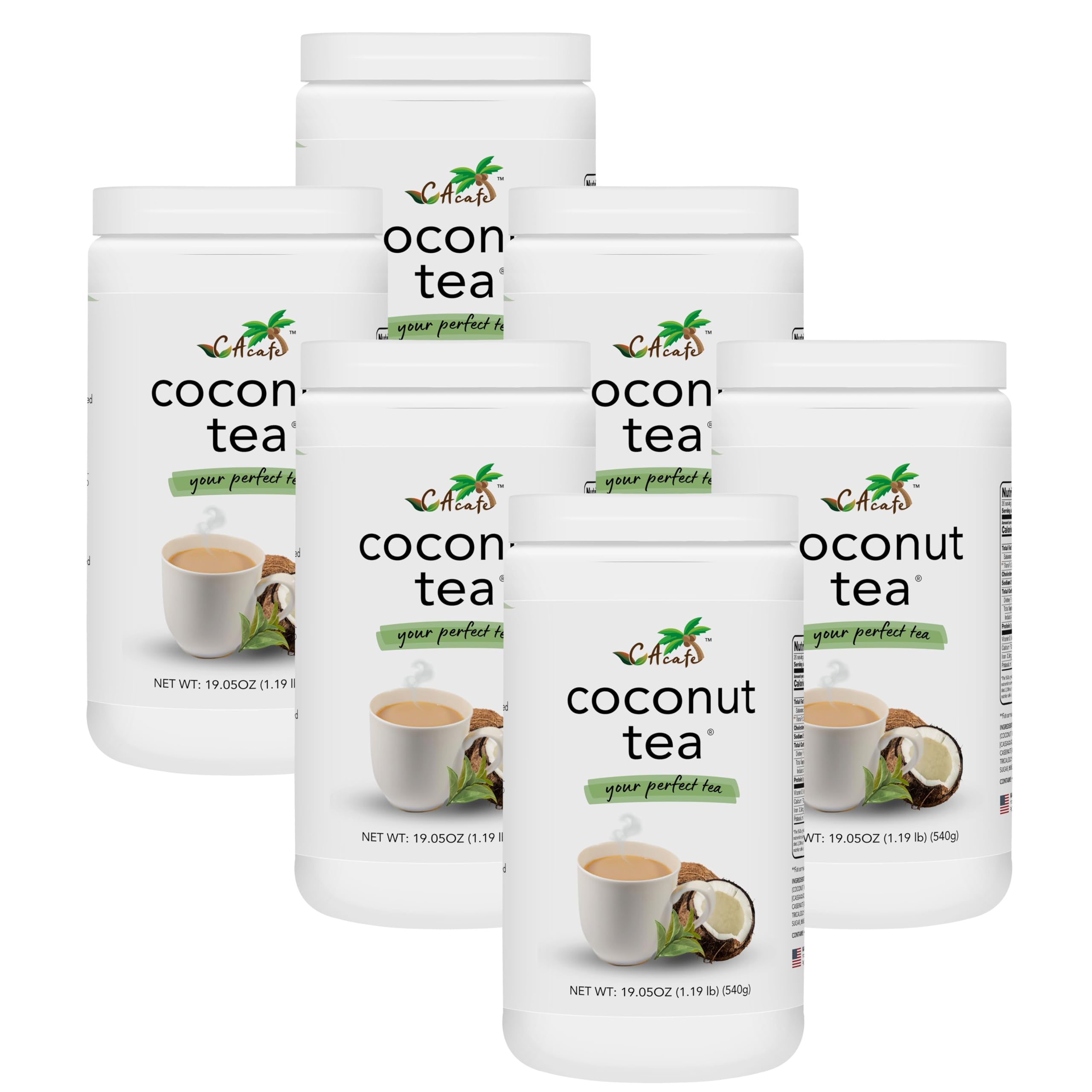 CAcafe Coconut Tea, Boost Metabolism, Packed with Antioxidants, Natural Energy & Stress Relief. This Tea is made with Coconut and Green Tea. It is a
