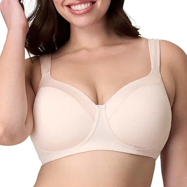 Playtex Women's Wireless Balconette, Plus Size Bras Available, Full Coverage, 4-Way Support, Moisture-Wicking, Heirloom White