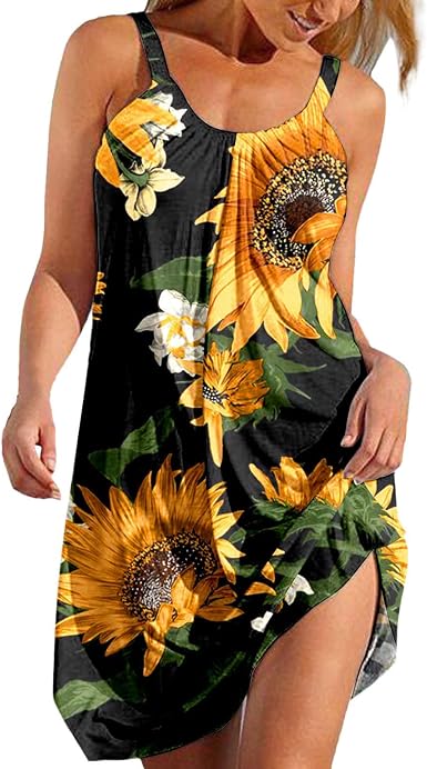 Casual Sleeveless Tank Dresses Pleated 
