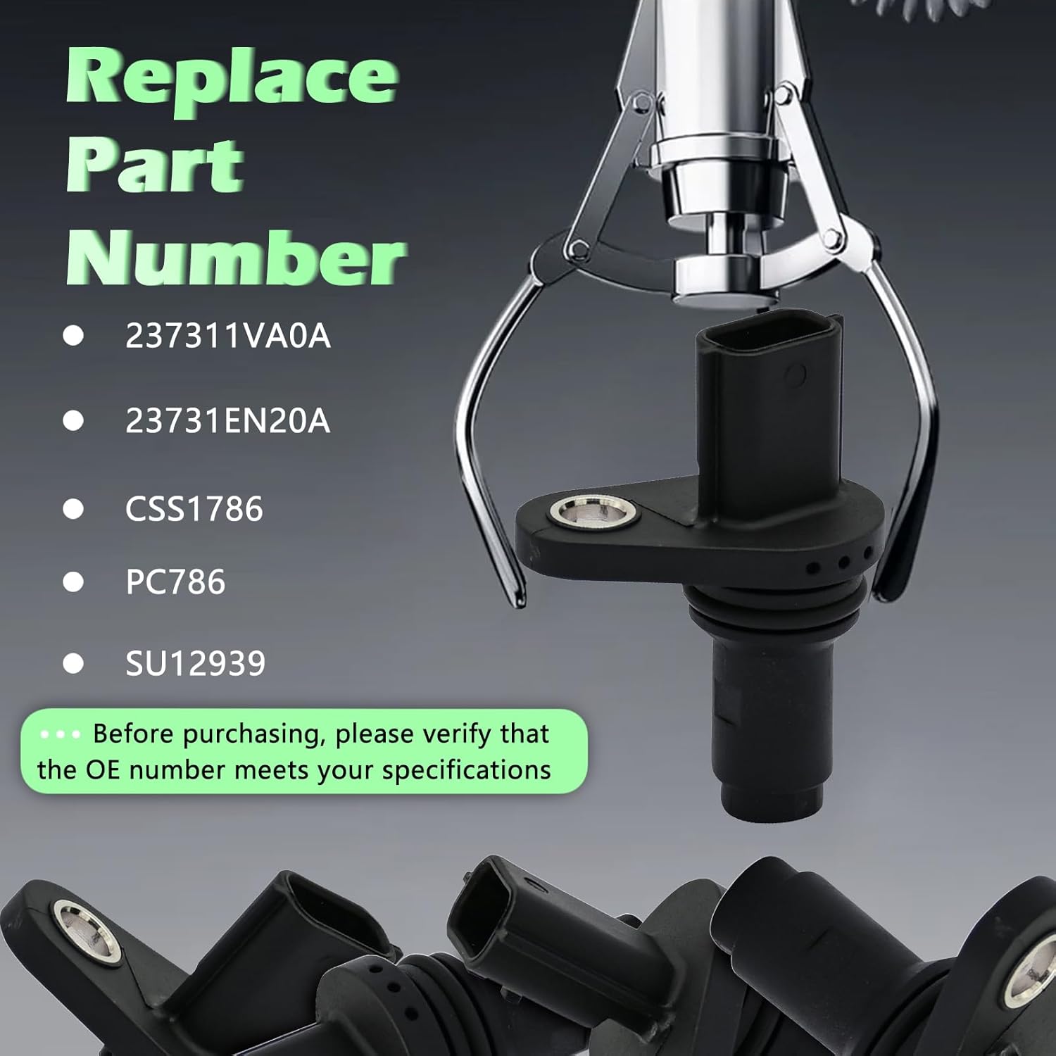 Engine Crank Crankshaft Position Sensor L4 1.6L Compatible with Chevrolet for Nissan Renault City Express Cube Nv200 Rogue Sport Versa Clio Tiida Fluence Sentra 07 08 09 10 11 12 13 14 15 16 17 18 19