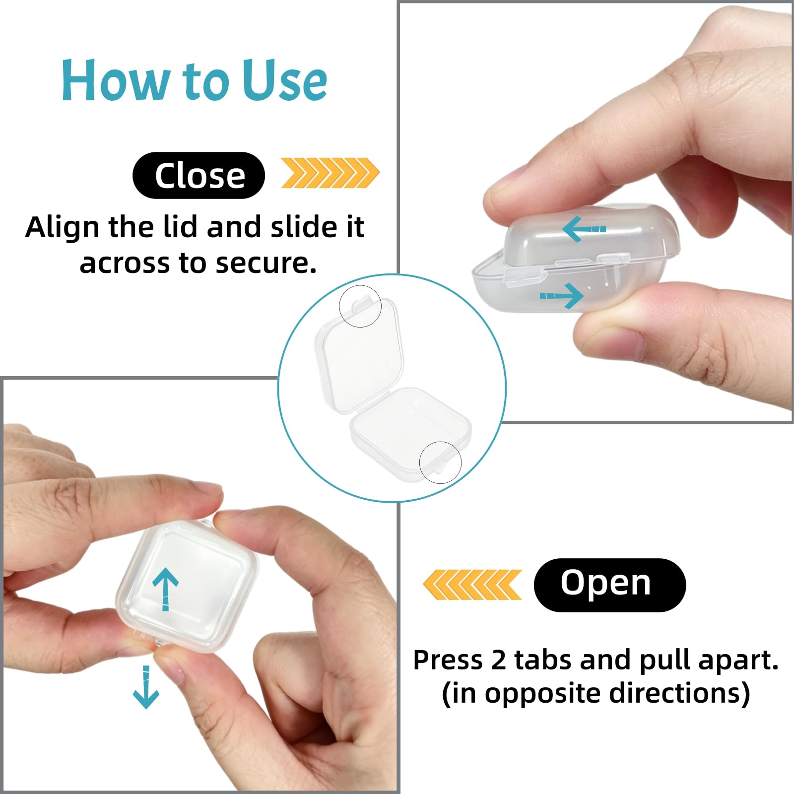 Dicunoy 200 mini scatole di plastica trasparente, piccole scatole per gioielli con coperchi incernierati, scatole per anelli, scatole portatili per orecchini, collane, accessori fai da te