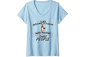 Womens I Like Boone's Farm & Maybe 3 People Funny Wine Alcohol T-Shirt with V-Neck
