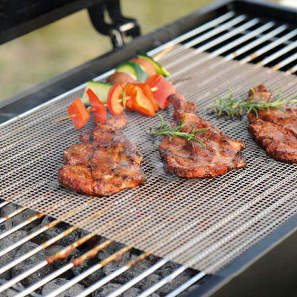 TARTIERY Grill Mat, BBQ Grill Mesh Mat Set Non Stick Grilling Mesh Reusable Heat Resistant BBQ Teflon Grill Mats For Cooking, Baking, Barbecue And Oven, Grilling Meat, Veggies, Easy To Clean 3040cm