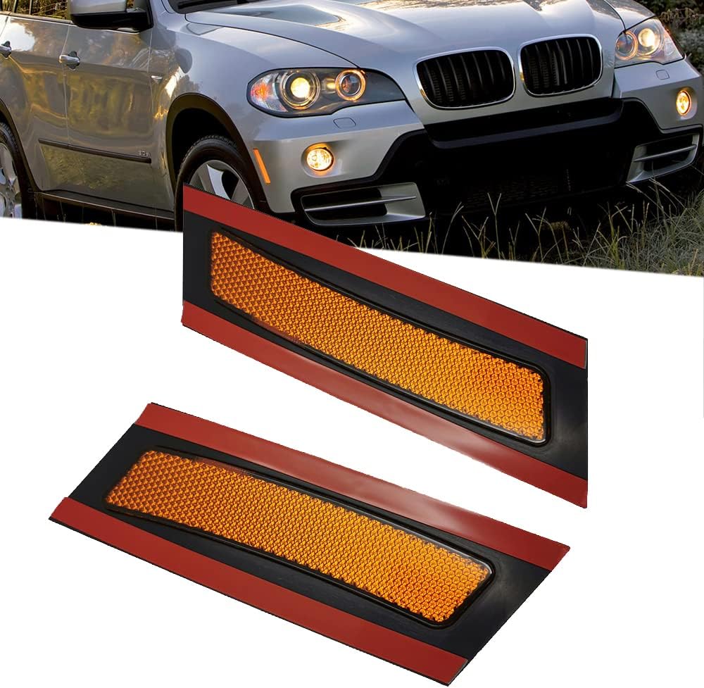 Compatible with 2007 2008 2009 2010 BMW E70 X5 Pre-LCI Front Bumper Side Marker Lights Reflector(Amber Lens)