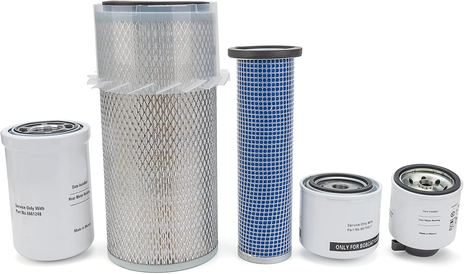 Air Filter & Oil Filter & Skid Steer Filters kit Replace 6598362 6598492 6675517 6667352 6661248 Fit for Bobcat 743 751 751G 753 763 773 7753 763G 773G S130 S150 S160 S175 S185 S205 T140 T180 T190