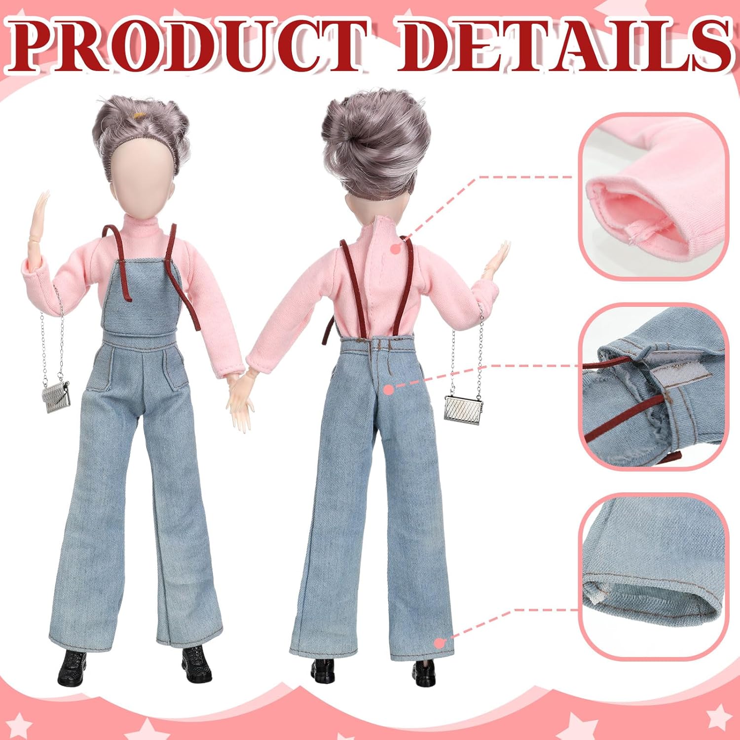 Geyoga 14 Pcs Doll Clothes and Accessories for 11.5 Inch Doll Denim Cotton Pants Long Sleeve Top Shoes Casual Wear Clothes Summer Regular Outfits
