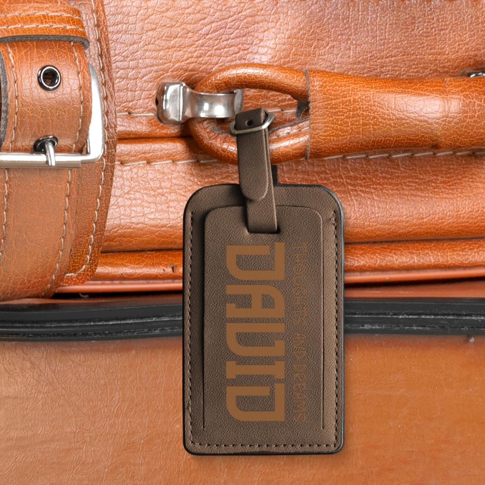 Identificatore Valigia Etichetta Bagaglio Personalizzabile 11x7cm | Spazio per Dati Personali, Cinturino Regolabile, Design a Doppio Strato