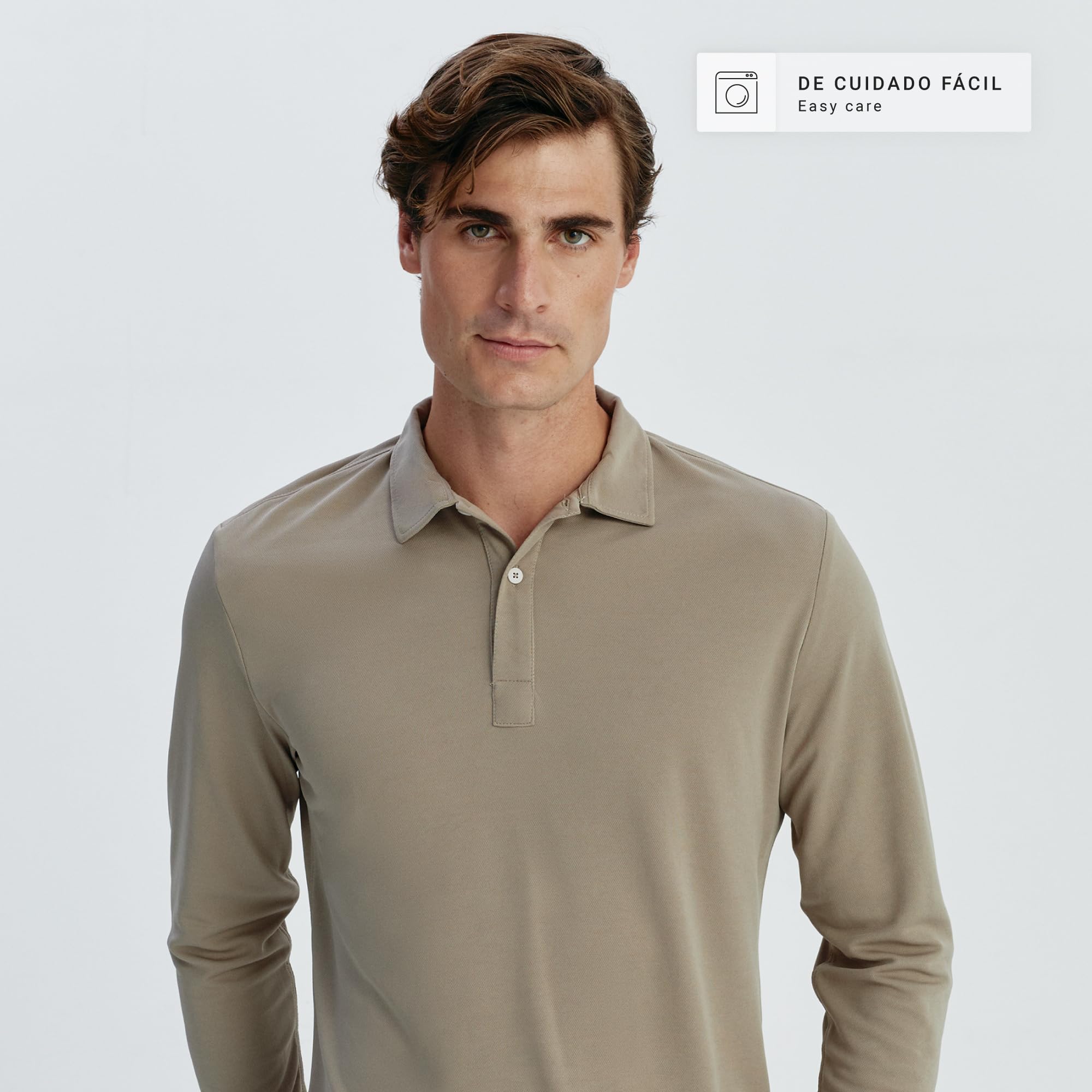 Sepiia Poloshirt für Herren, bügelfrei, knitterfrei, fleckenabweisend, ohne Schweißflecken, geruchsneutral, atmungsaktiv, langärmliges Poloshirt für Herren