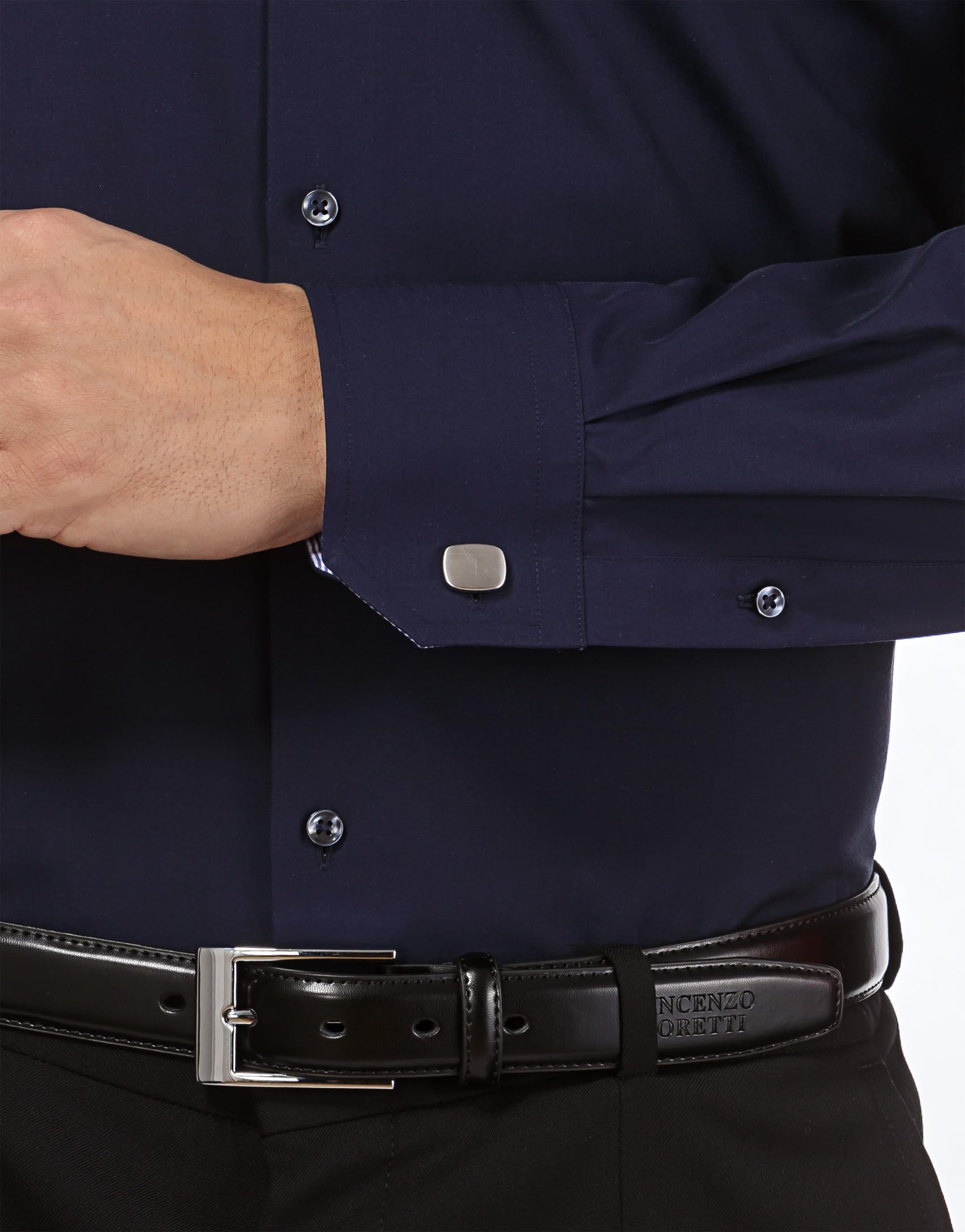 Vincenzo Boretti Camisa de Hombre, Corte Ajuste Recto (Regular-fit), 100% algodón, Manga-Larga, Cuello Kent, Lisa - no Necesita Plancha