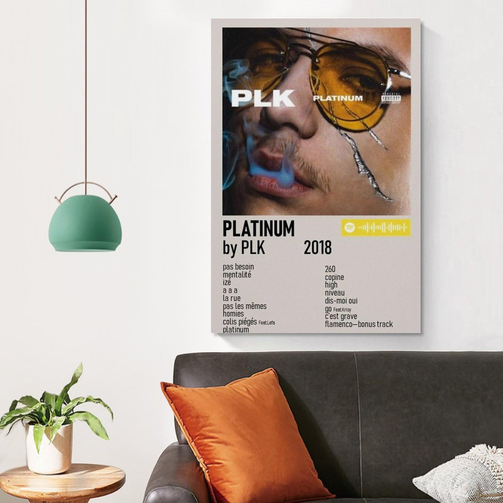 Klouds PLK Poster Décoratif Sur Toile Avec Liste De Suivi De L'album Mental, Décoration Moderne Pour Chambre à Coucher, Salon, 30 X 45 Cm, Sans Cadre