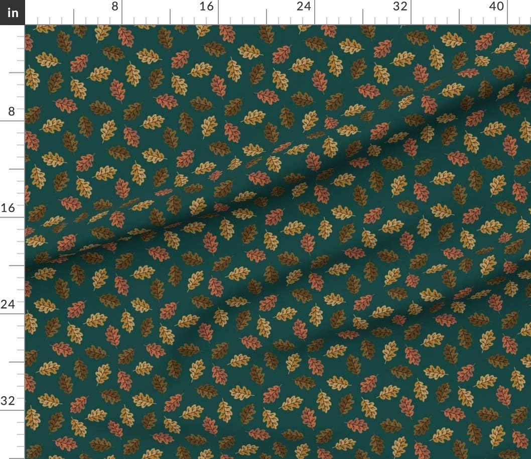 Spoonflower Fabric - Leaf Autumn Leaves Multi Green Nature Tree Fall Printed on Petal Signature Cotton Fabric by The Yard - Sewing Quilting Apparel Crafts Decor