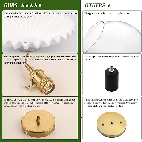 Miniatura 135 de Lámpara colgante con pantalla de cristal ámbar Scindapsus de cristal, lámpara colgante vintage de latón, luz colgante ajustable para cocina, isla