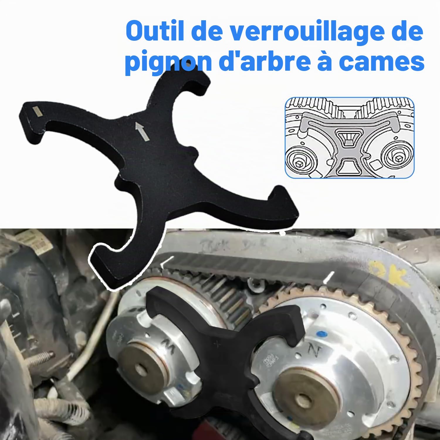 Kit d'outils d'alignement de verrouillage d'arbre à cames compatible avec Ford 1.6 TI-VCT Duratec EcoBoost C-MAX, Fiesta, Focus 303-1097