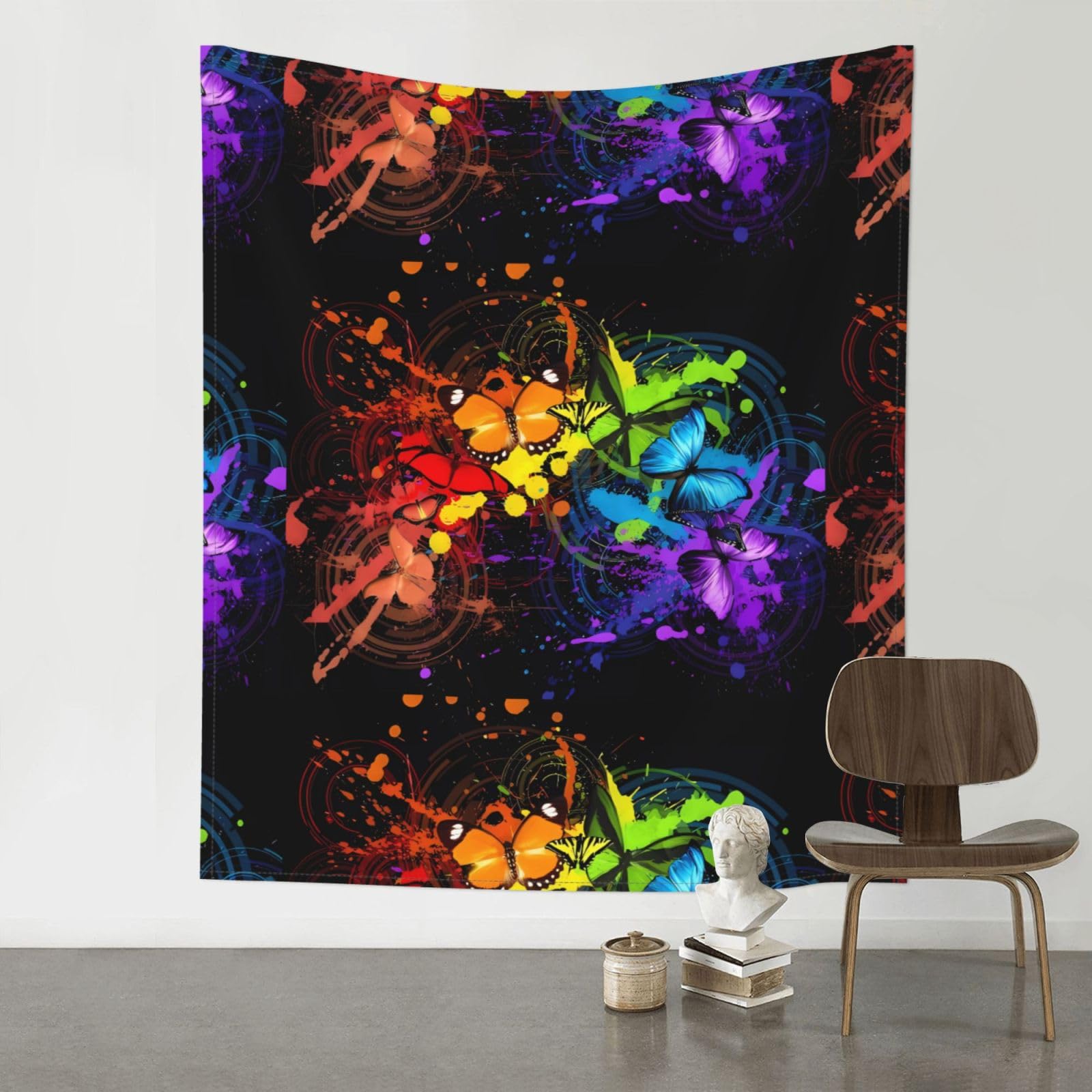 HJFCZH Graffiti Butterfly Prints Wall Tapestry 60x51in – Boho Decor Throw for Bedroom, Dorm, Beach Cover & Picnic Blanket