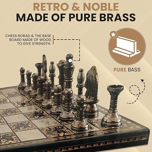 Miniatura 4 de Juego de ajedrez coleccionable de metal de latón de alta calidad, piezas de ajedrez de latón para hombres con caja de cortesía