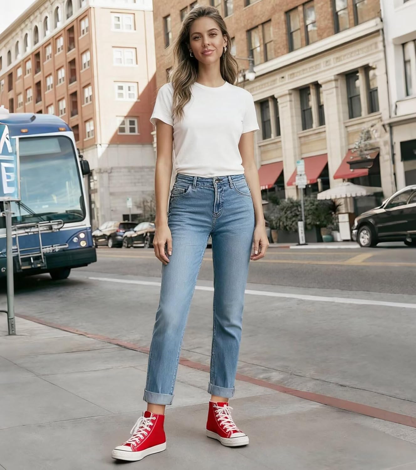 Womens High Top Canvas Sneakers, Lace up Fashion Tennis Shoes for Women Casual Classic Walking Shoe for Everyday Wear - Image 2