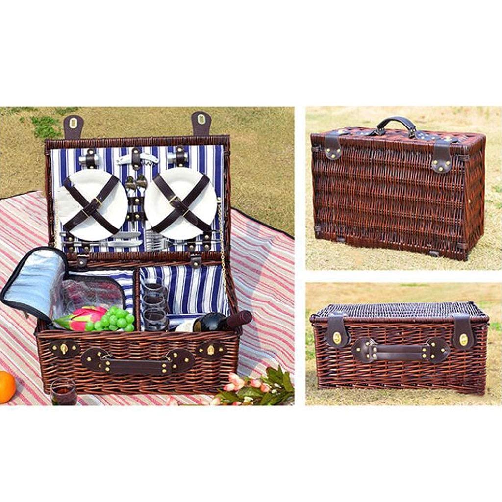 Cestas De Picnic, Cesta De Picnic De Mimbre para 4, Accesorios De Cesta De Picnic De Sauce, Platos Y Utensilios, Cestas De Picnic para Cenar Al Aire Libre