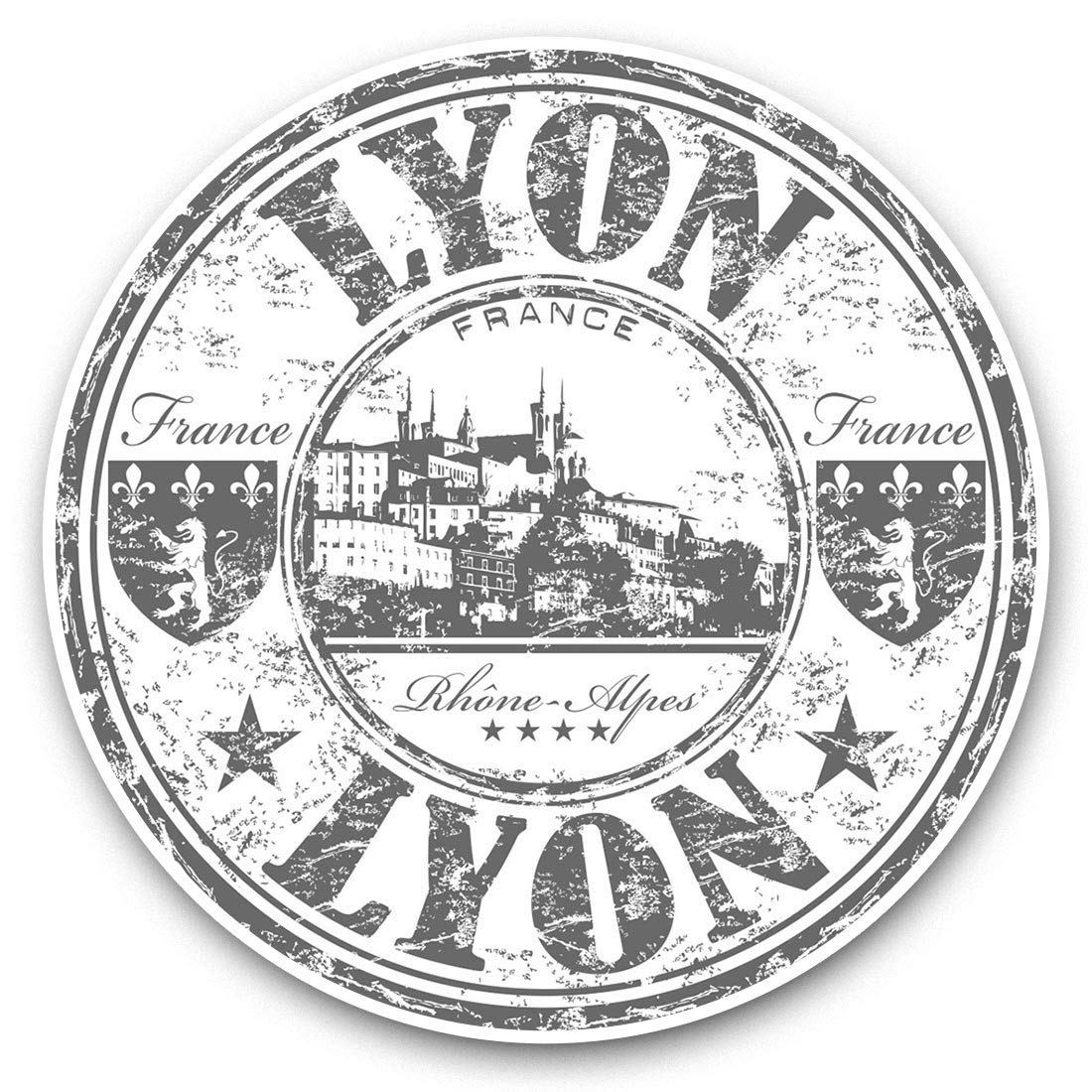 Destination Vinyl Ltd Bw Lyon France Rhã´Ne Alpes French 40407 Vinyl Stickers (Set Of 2) 7.5Cm (Bw) - Lyon France Rhone Alpes French Laptop Tablet Luggage Scrapbook #40407