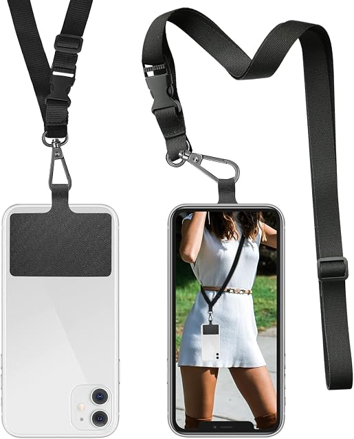 ROCONTRIP Crossbody Phone Lanyard Patch Neck Strap Lanyard with Detachable Neckstrap Compatible with Most Smartphone(Black)