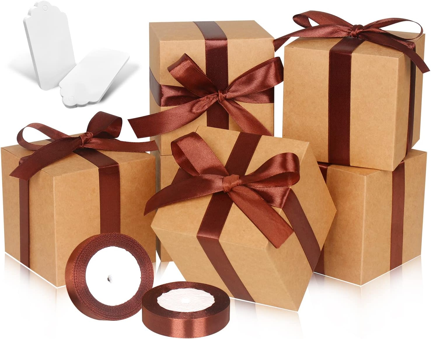Brown Gift Boxes 5x5x5, 30 Pack Paper Gift Boxes with Lids for Gift, Bridesmaid Proposal Box, Cupcake Boxes, Gift Box for Wedding, Birthday, Groomsmen Proposal, Gifts, Packaging, Present