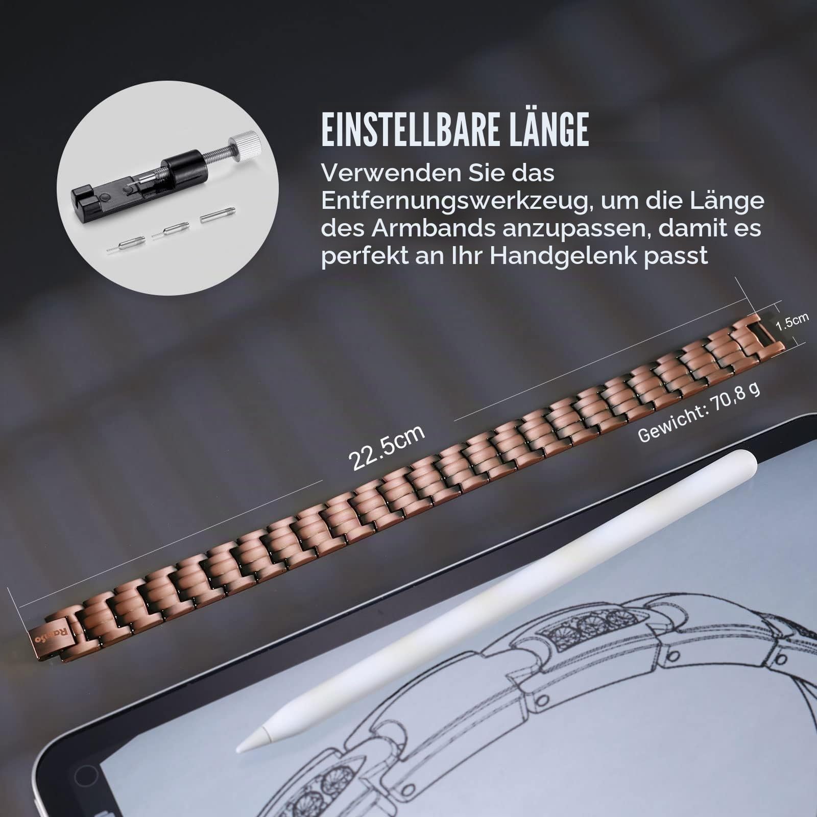RainSo Ein Reines Kupfer-Magnetfeld Für Männer, Kann Gelenk- Und Handgelenkmuskelschmerzen Lindern Und Eignet Sich Für Das Langfristige Tragen Von Fitness-Männern Und Männern, Die Lange Arbeiten.