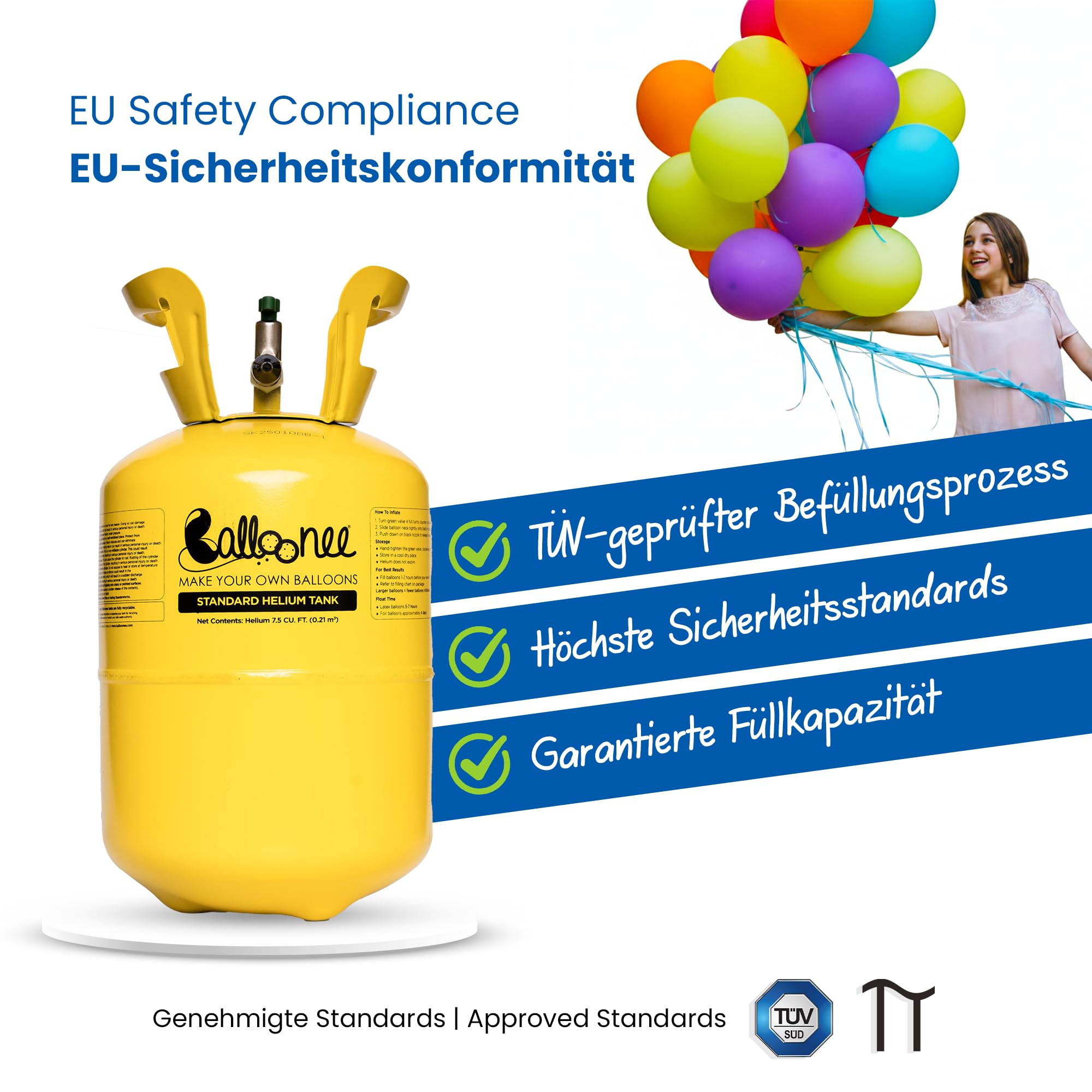 Balloonee Set de fiesta desechable estándar, depósito para globos de 60, 90 y 120 globos, 200 L de gas para globos de aluminio y látex, decoraciones de cumpleaños, bodas y eventos (combo 3 unidades)