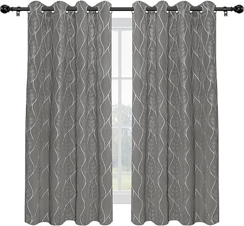 Easy-Going Cortina opaca 100 % jacquard 3D, elegante textura con bloqueo de luz, para sala de estar, lujosa cortina gruesa que reduce el ruido, 2