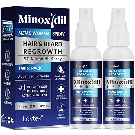 5% Minoxidil for Men Hair, Minoxidil for Women Hair Growth, Minoxidil Spray for Men and Women, Minoxidil 5 Percent Hair Regrowth Treatment 2PCS.