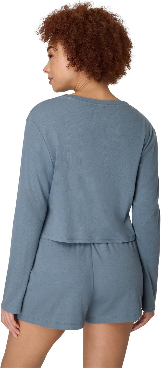 Hanes womens Sleepwear Set, Originals Supersoft Comfywear Long-sleeve Top & Sleep Shorts, Loungewear Set for Women - Image 2