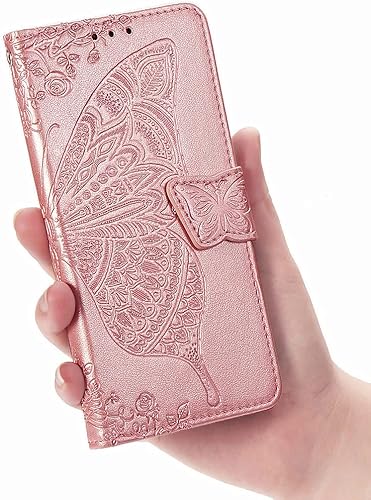 Miniatura 7 de Funda tipo cartera para Samsung Galaxy A53 5G, piel sintética de alta calidad con diseño de mariposa en relieve, función atril, ranuras para