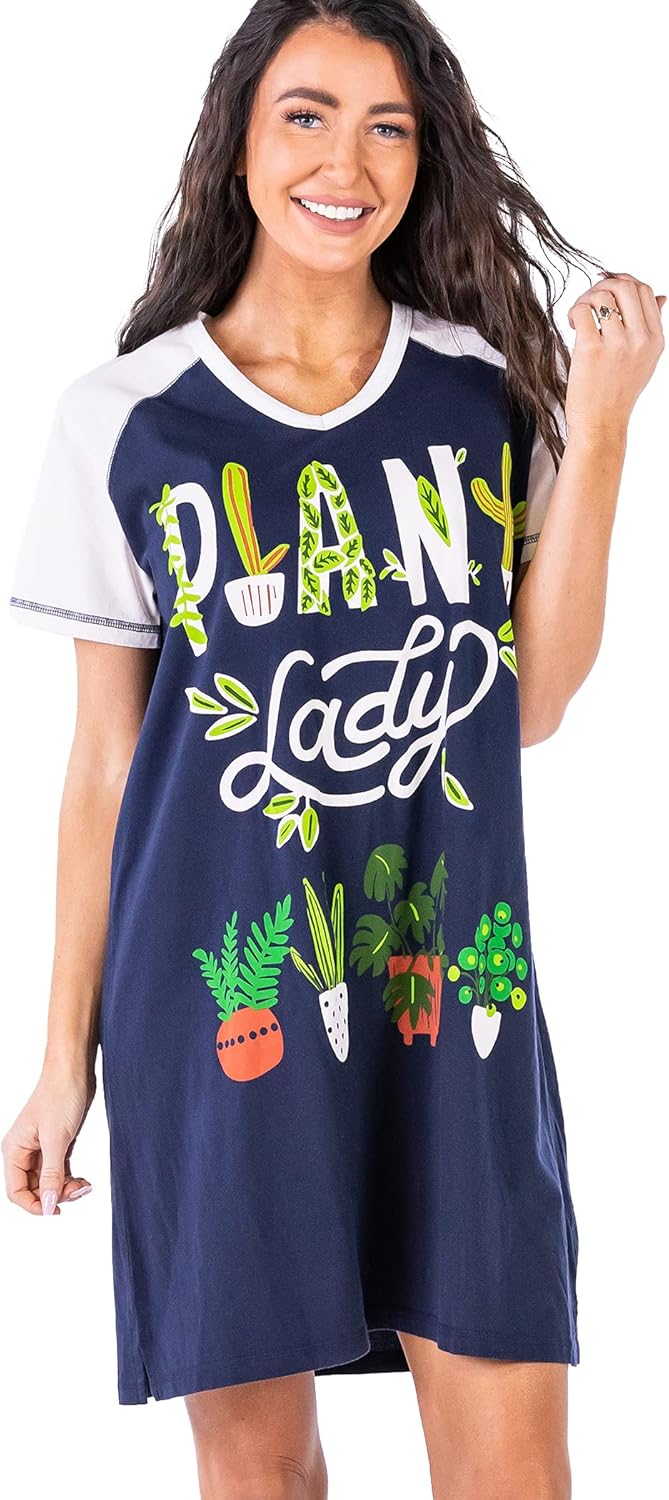 Lazy One Women's Nightgown, Funny V-Neck Sleep Shirt for Women, Novelty Pajama Shirts