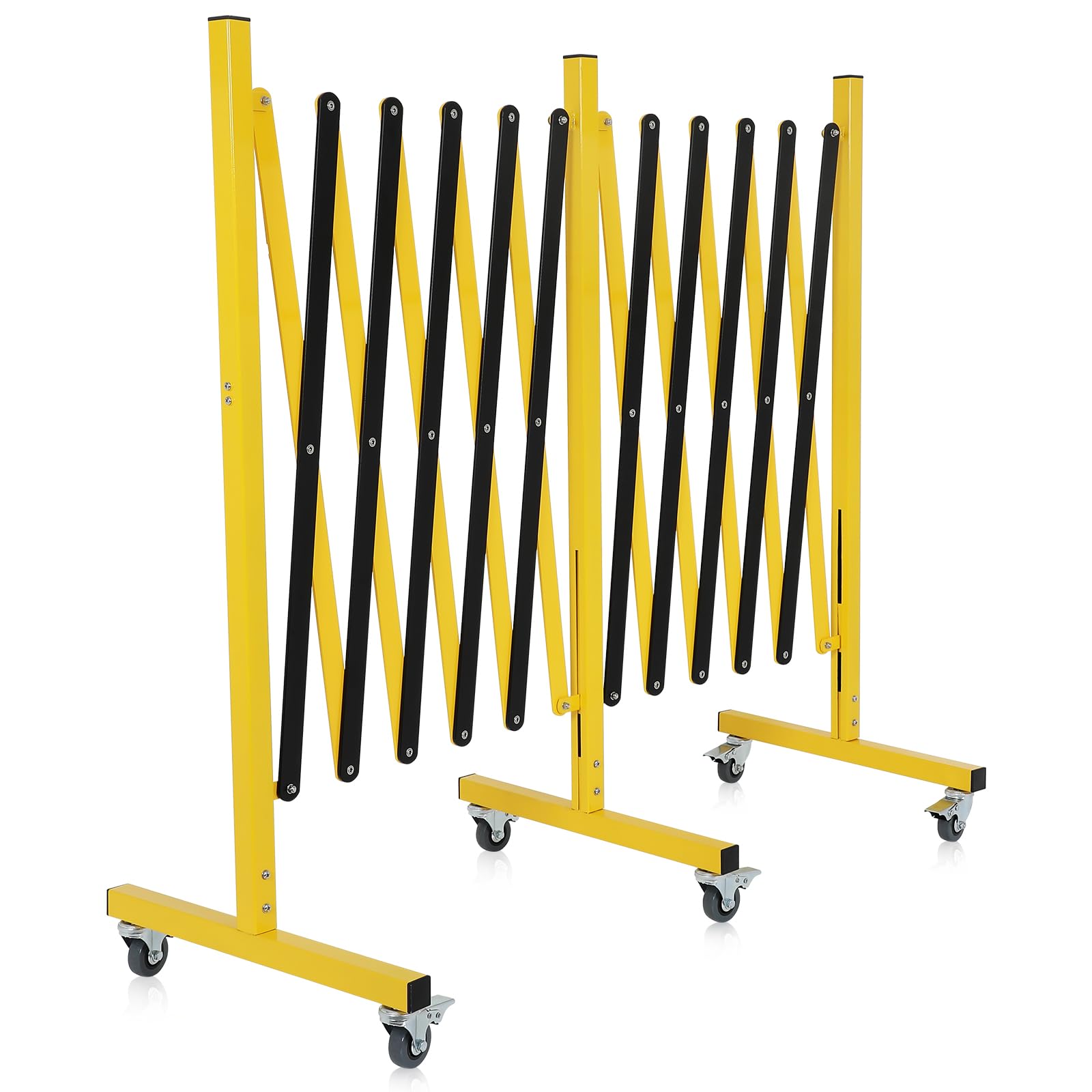 Industrial Expandable Metal Barricade, 16.4 Feet Retractable Drive Gate Outdoor, Folding Security Gate for Construction Site Elevator Traffic Control Garage, Yellow and Black