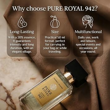 Pure Royal 942 Unisex Fragrance 50 ml Playful Unique and Joyful with Modern Floral Character and Vibrant Radiance