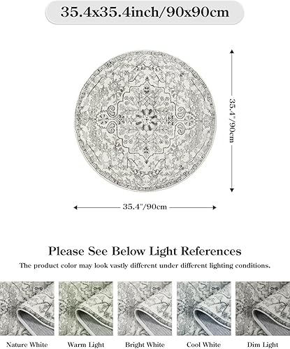 Miniatura 2 de Lahome - Tapetes redondos de pelo corto para la entrada, cocina, lavandería, baño, no desprende pelusa, bohemios, lavables, suaves y