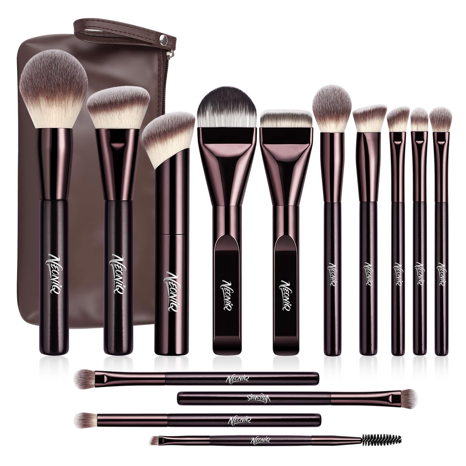 Juego de 14 brochas de maquillaje profesionales con bolsa de cosméticos de