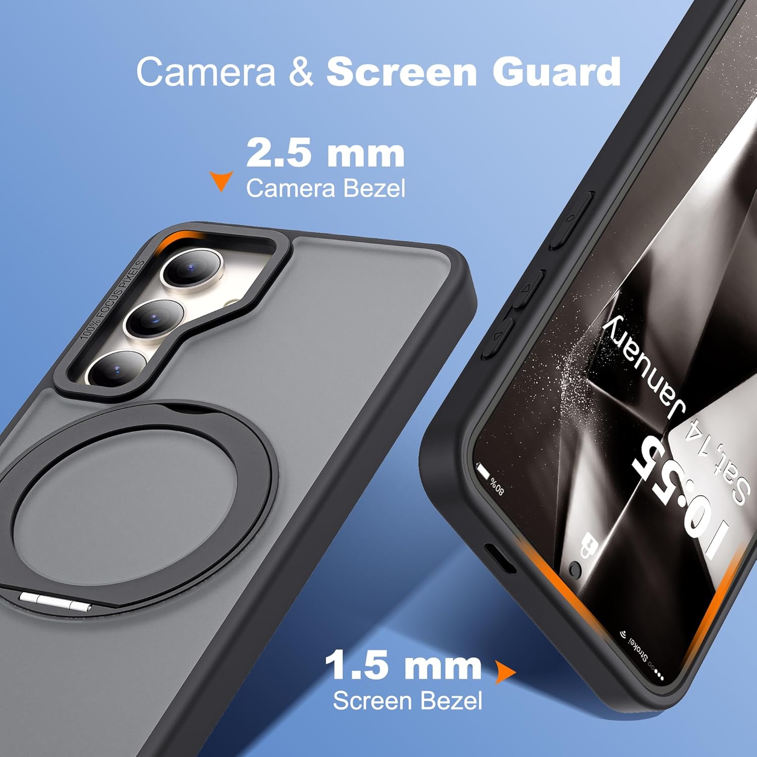 for Samsung Galaxy S23 Case with 360°Rotatable Magnetic Ring Stand Compatible with Mag-Safe Military Standard Protection Shockproof Matte Translucent Phone Cases for Samsung Galaxy S23,Black - Image 7