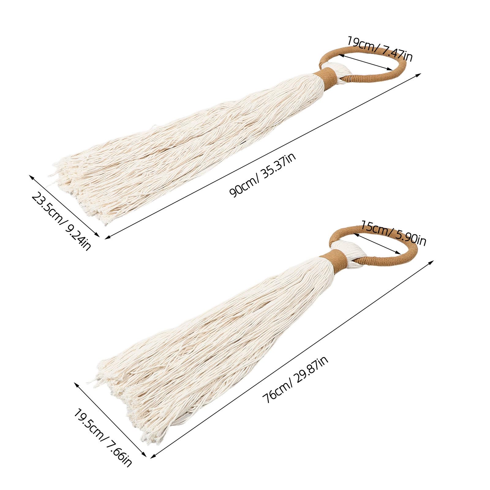Generic 2 sztuki makramy na ścianę – dekoracja ścienna w stylu boho z frędzlami – girlanda w stylu boho z frędzlami do pokoju dziecięcego, na imprezę, wesele, do sypialni, na kominek lub jako tło do