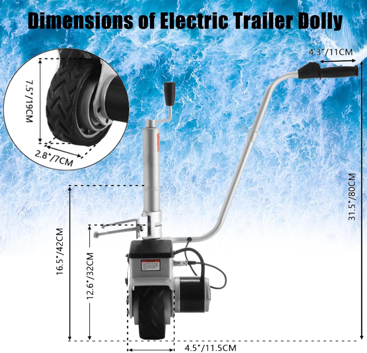 Electric Trailer Mover, Heavy Duty Remote Controlled Jack for Easy Positioning and Moving of Trailers, Caravans, and Boats