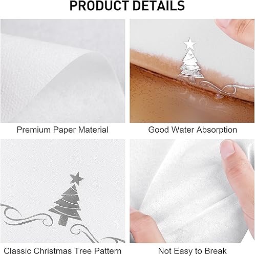 Miniatura 3 de 100 paquete de servilletas desechables de Navidad para invitados 12 x 17 pulgadas Árboles de Navidad de papel de aluminio plateado Toallas de mano
