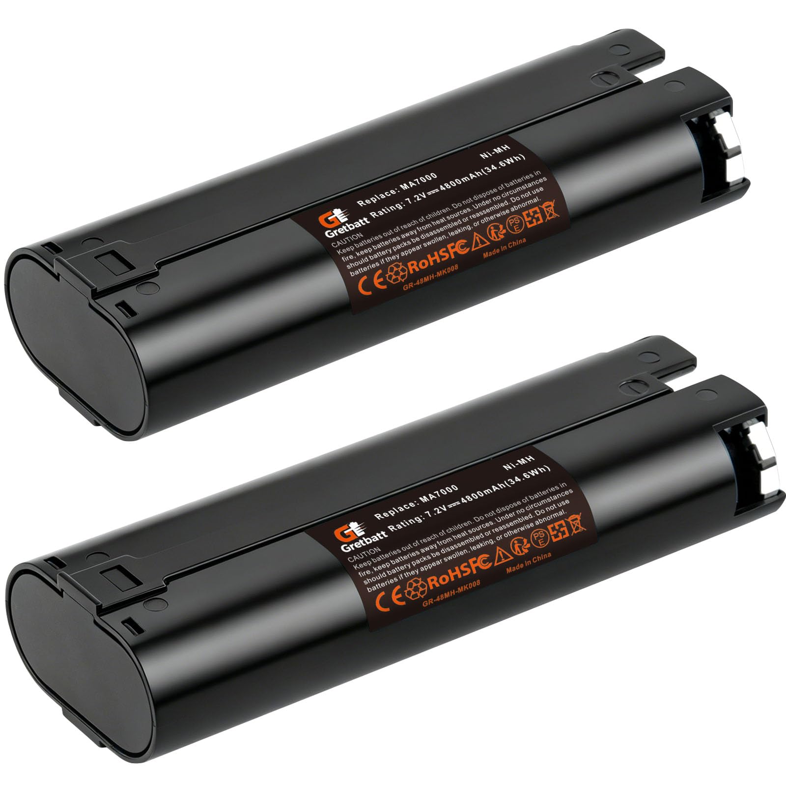 2 pièces 7.2V 4800mAh Ni-MH Batterie Rechargeable pour Makita 7000 7033 7002 6019D 6012D 6018D 6912D 3700D 4071D 6018D 6075D 6172D 191679-9 632002-4 6322002-4 63222002-4 003-2. 192532-2 192695-4