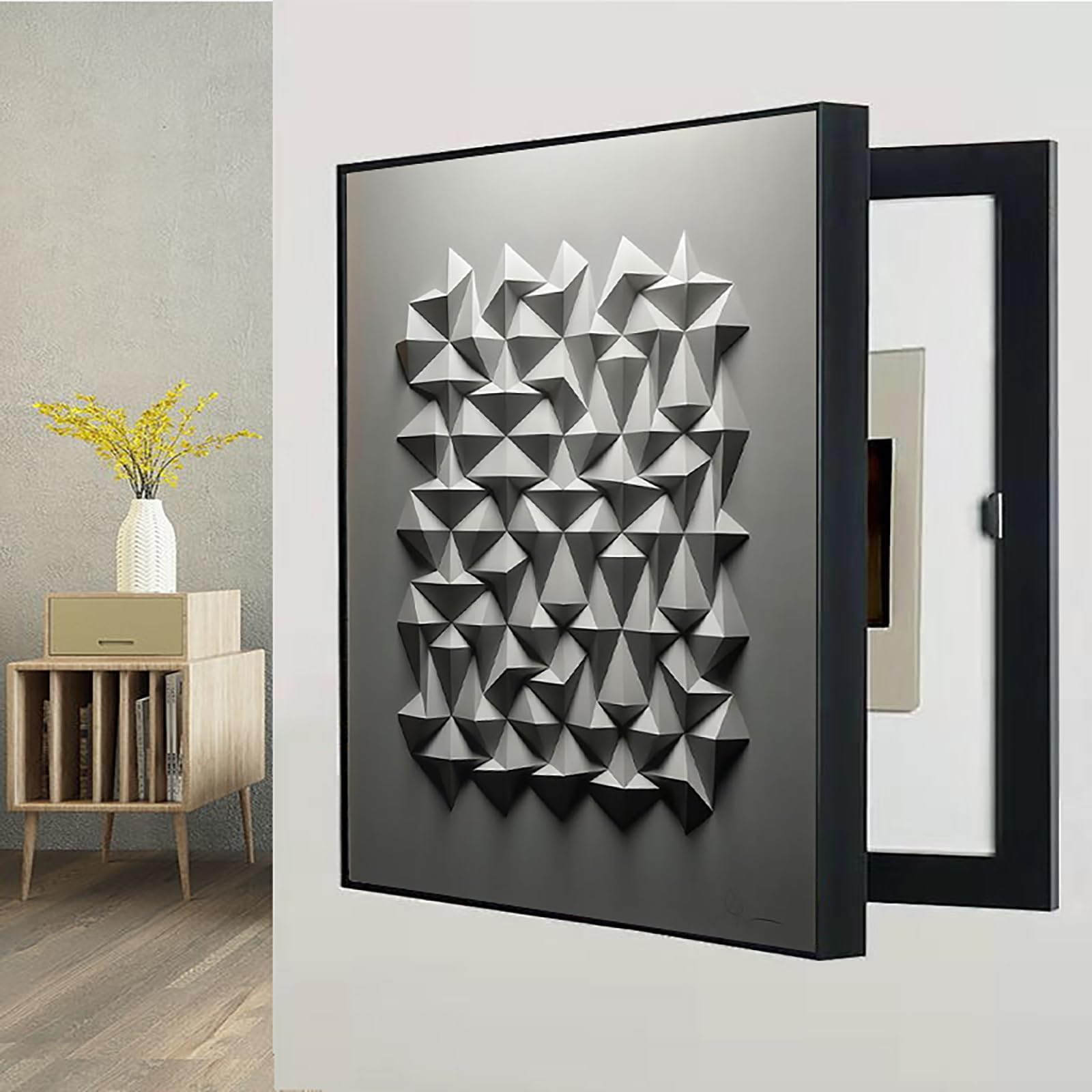 Generico Copertura Quadro Elettrico Decorativa Copri Cassaforte A Muro, Moderna Quadri Quadro Nascondi Copri Quadro Elettrico per La Tua Casa(Black-5,30 * 40cm/11.8 * 15.7in)
