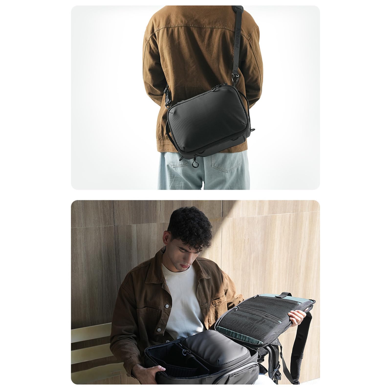 Bolsa impermeable para cámara réflex digital con compartimentos ajustables para protección de lentes, bolsillos de almacenamiento para fotógrafos