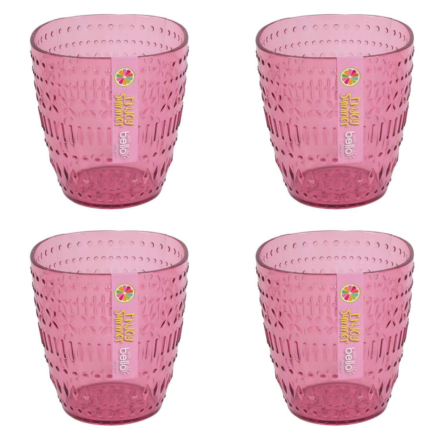 Yöl 4 Tumblers Pack Of Pink Aztec Reusable Bbq Summer Party Tableware Camping Cups Drinks Drinking Glasses