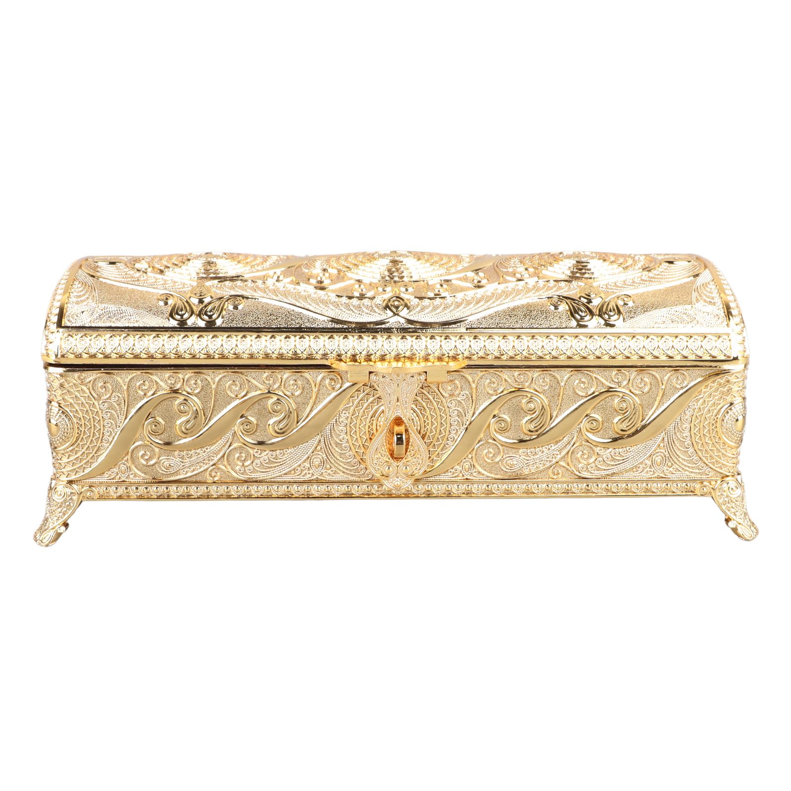 Joyero Antiguo, Caja de Recuerdos a Prueba de Herrumbre Bellamente Grabada para Tocador de Mujer (Color dorado)