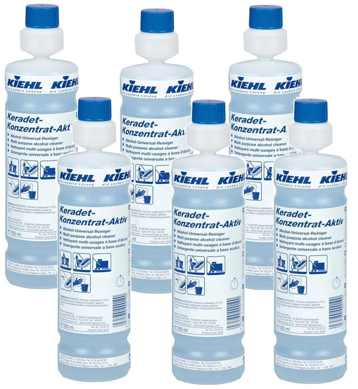 6 x Lt.1 Keradet Konz. detergente superconcentrato alcolico igienizzante profumazione lunga durata per superfici delicate.