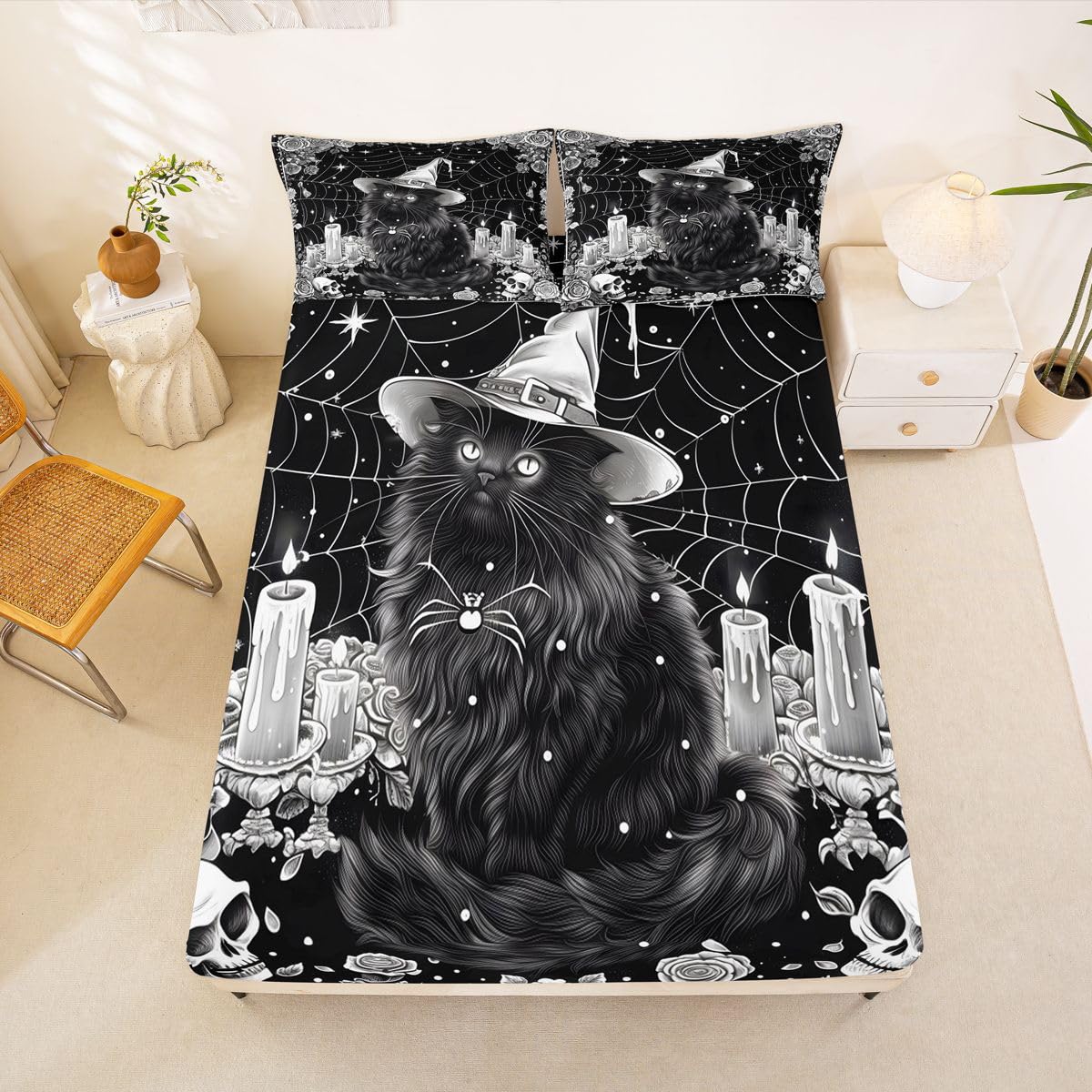 Homemissing Gothique Chat Drap Housse 180x200cm