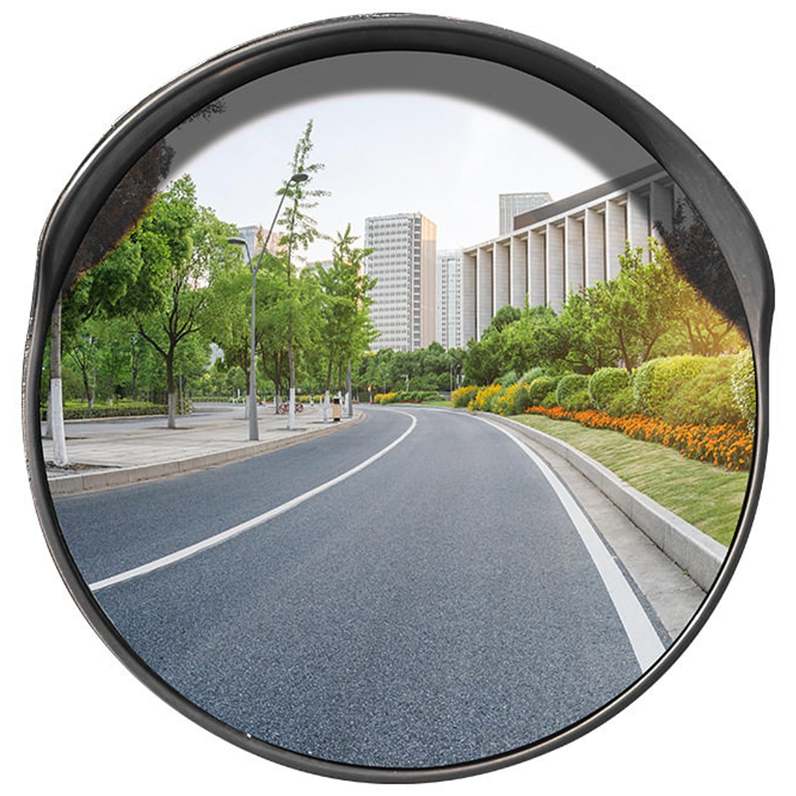 Specchio Convesso Grandangolare a 220°, Specchio di Sicurezza per Punti Ciechi, Specchio Stradale Rotondo per Passi Carrai, Magazzini e Centri Commerciali, Visuale Chiara(Black,45cm/18in)