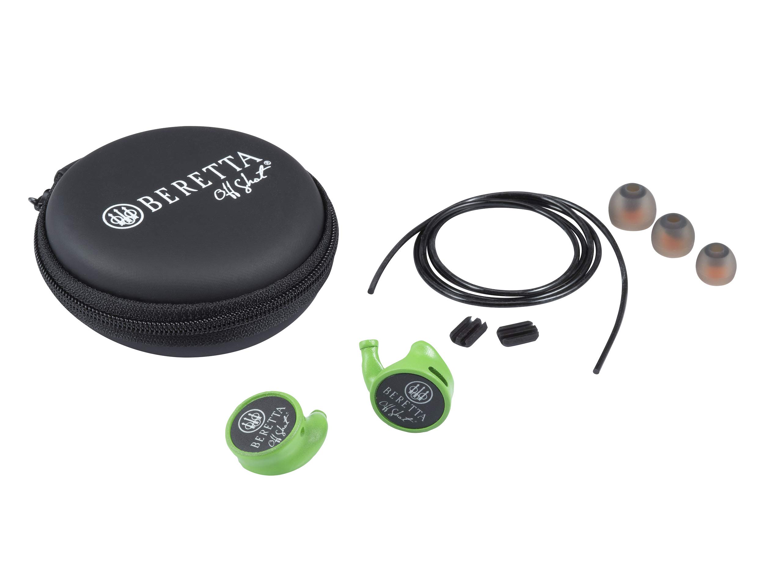 BERETTA Auricolari Anatomici Cuffie Tradizionali con Cuscinetto in Schiuma, Tre Coppie di Tappi Incluse (S,M,L) Mini Headset (Verde)